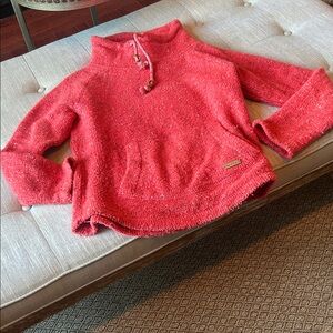 Weird Fish Orange Mock Neck Cotton Blend Sweatshirt Size 10